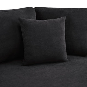English Elm Christopher Knight Home® - 3-seater Curved Chenille Sofa with Plush 7.5" Seat Cushions and Two Pillows for Stylish Living Black N763S000020B