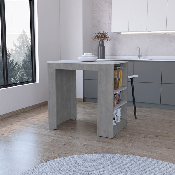 English Elm Harlan Kitchen Island Counter Height Table Top with Spacious 23.2x36.2 Top and Triple Side Shelves B128P176123