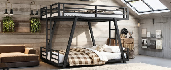 English Elm Twin Over Metal Bunk Bed with Led Lights Usb Ports Drawers and Sofa Conversion W5305S00054