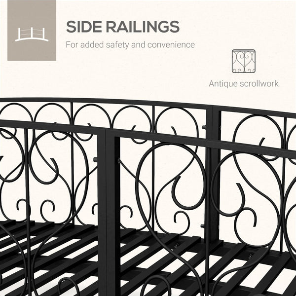 English Elm Outsunny 7' Decorative Metal Garden Bridge With Elegant Scrollwork For Ponds And Walkways, Black W2225P174531-GIGA