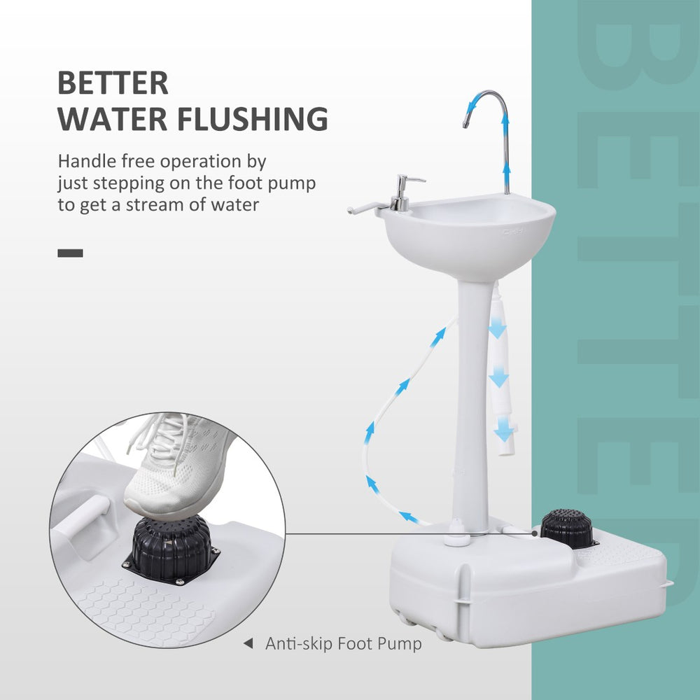 English Elm Kleankin Rolling Outdoor Handwash Station with Foot Pump Soap Dispenser Hdpe W2225P217040
