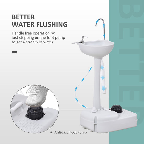 English Elm Kleankin Rolling Outdoor Handwash Station with Foot Pump Soap Dispenser Hdpe W2225P217040
