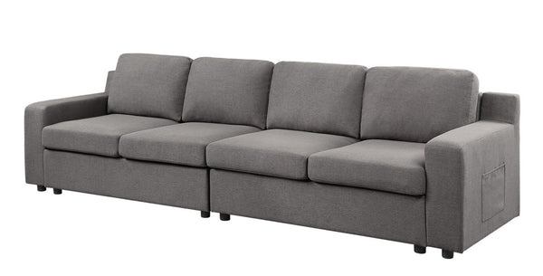English Elm Walfredo Four Seat Linen Sofa with Arm Pockets Modular Living Room Couch B2749S00051
