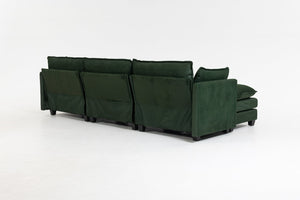 English Elm Modern Chenille Sectional Sofa with Ottoman Modular Layout for Spacious Living Rooms Antique Green W2530S00019