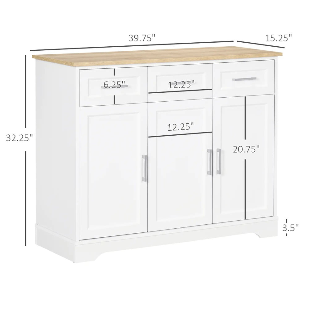English Elm Light Blue Freestanding Pantry Cabinet with Glass Doors Drawers and Adjustable Shelves T3971S00074