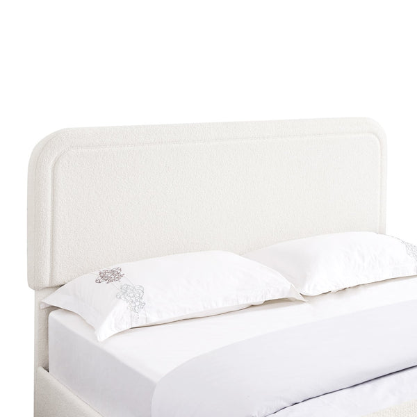 English Elm Liv Patented 2-Drawers Storage Bed Queen Ivory Boucle Upholstered Platform with Dust-Proof Drawers and Soft-Close Gliding System B083P156198