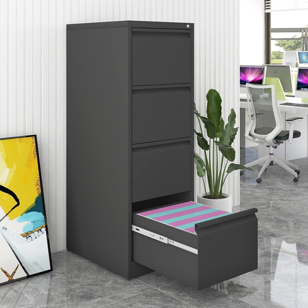 English Elm 3 Drawer Locking Steel File Cabinet Narrow Powder Coated Build for Home Office W1247P173378