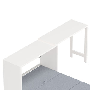 English Elm Twin Size Murphy Chest Bed With Foldable Cushion & Adjustable Desk - Space-Saving White Dresser Unit N733P272603W-GIGA