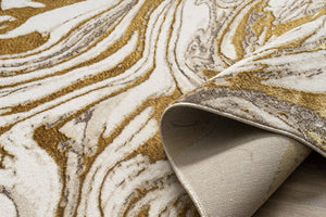 English Elm "Paz" Luxury Area Rug - Elegant Beige & Gold Abstract Design For Modern Living Spaces & Durability B030P216138