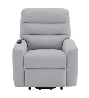 English Elm Freddie Gray Faux Leather Power Lift Recliner Gray with 2 Motors, 180° Lay-Flat, Remote Control B2726P404905