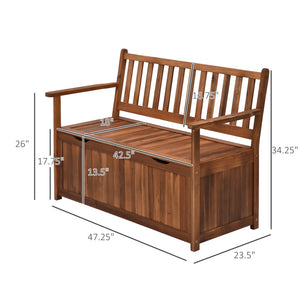 English Elm Storage Bench Solid Acacia Wood Outdoor Deck Box with Lift Top Two Person Seating T3971P385772