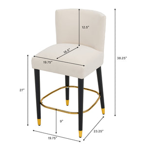 English Elm Christopher Knight Home® - 27inch-counterstool, modern rubberwood frame with light fabric upholstery, gold circular footrest accent Beige N780P224409B