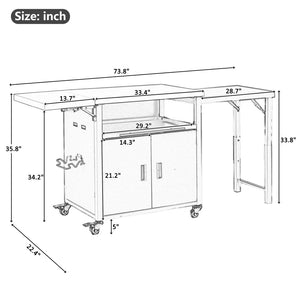 English Elm Outdoor Bbq Prep Cart Rolling Stainless Steel Grill Station with Foldable Work Surface Gray N719P407404E