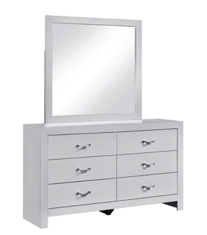 English Elm Moreland Six Drawer Dresser White Laminate Glam Chrome Bedroom Storage Chest B078P497906