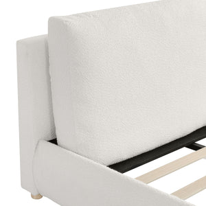 English Elm Christopher Knight Home® - King Size Upholstered Platform Bed In White Boucle Fabric With Removable Pillow Headboard For Comfort N757P246145W