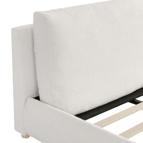 English Elm Christopher Knight Home® - King Size Upholstered Platform Bed In White Boucle Fabric With Removable Pillow Headboard For Comfort N757P246145W