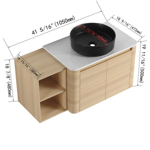 English Elm 42'' Wall-Mounted Bathroom Vanity With Ceramic Sink, Soft-Close Doors & Spacious Storage Solution W999S00474