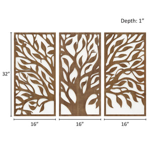 JLA Home Madison Park - Two-tone Birch Botanical Wall Panels Set — Sculptural Leaf Relief on White for Modern Coastal & Scandinavian Rooms Tree of Life MP95B-0362