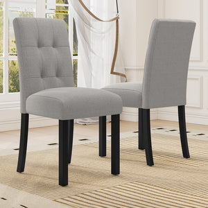 English Elm 4 Piece Modern Tufted Dining Chair Set with Rustic Linen Upholstery, Black Rubber Wood Legs, Durable Comfort and 250 lb Capacity Gray N752P317334E