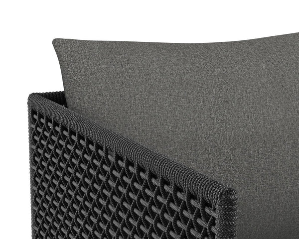 Sunpan CRETE DINING ARMCHAIR - DARK GREY - Modern, Durable, and Stylish Outdoor Seating for Elegant Spaces 109485