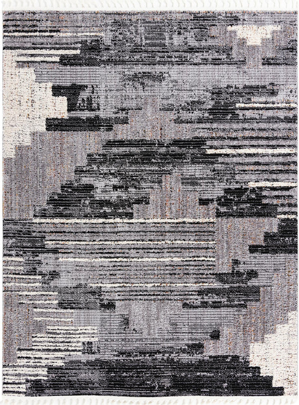 Unique Loom Cherokee Henderson Machine Made Geometric Rug Fossil Gray, Black/Ivory/Gray 7' 10" x 10' 0"