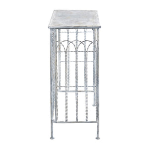English Elm 40x14x31" Iron Entryway Console Table Twisted Bars Arched Panel Weathered Silver Finish W2078P453139