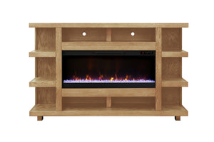 English Elm Laurel Laurel Canyon 72" Fireplace Mantel with 42" Electric Insert, Oak Craftsmanship & Cable Management Natural B108P292282
