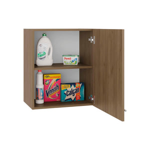 English Elm Natural Wood Finish Wall Mounted Single Door Kitchen Cabinet with Interior Shelves Oak B062P483754