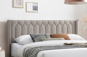 English Elm Modern Diamond Tufted Platform Bed Burlap Upholstered Frame for Loft Bedrooms Light Brown B011P418595