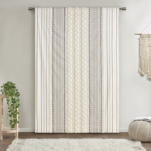 English Elm 1Pc Elegant 50X108" Cotton Curtain Panel With Tufted Chenille Stripes For Light Control & Style B035P341186