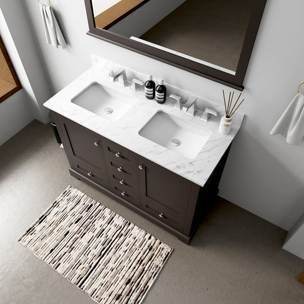 English Elm Espresso 48-inch Double Bath Vanity with Soft-Close Drawers, Solid Wood Frame, Ample Storage Shelf B2731P258194
