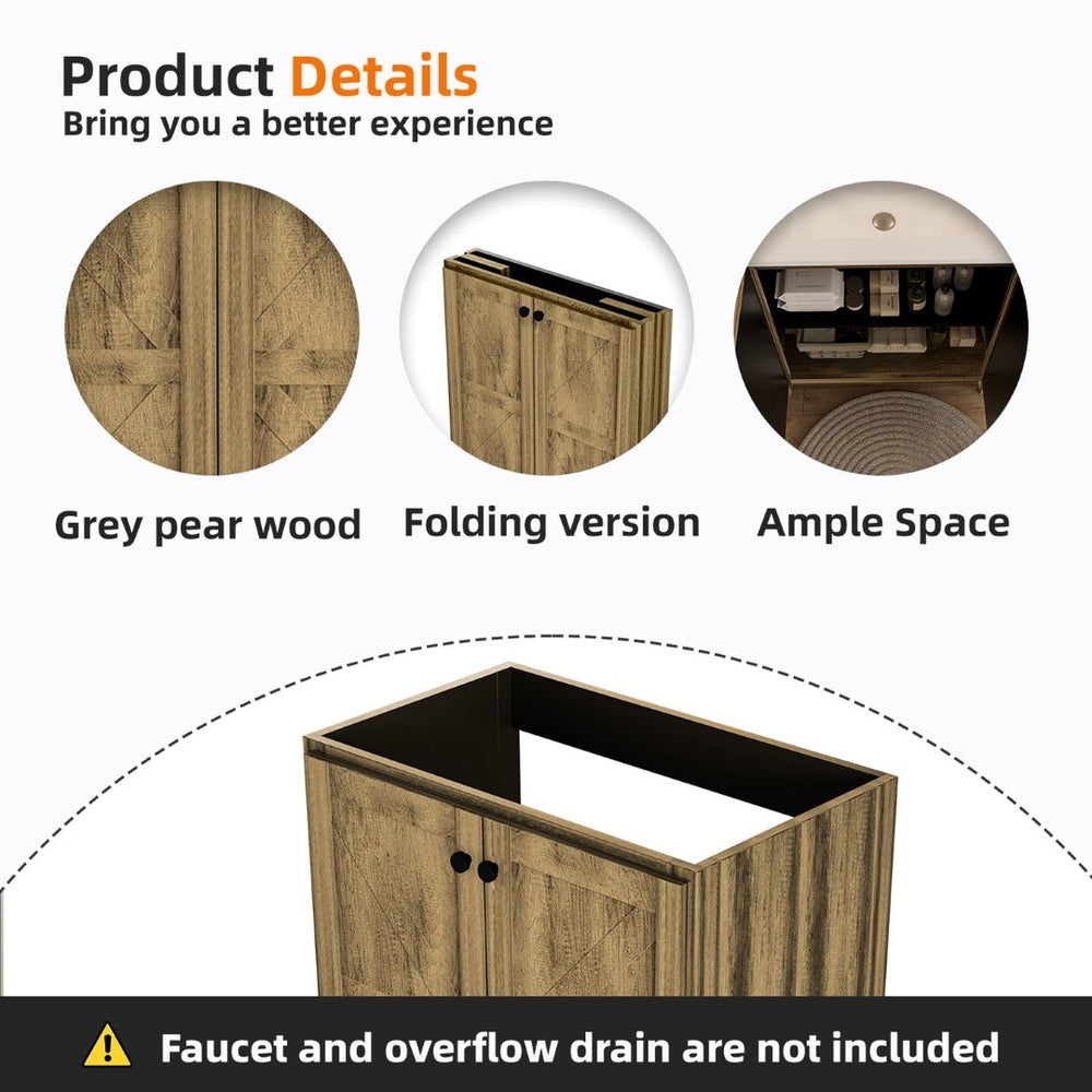English Elm 30inch Floating Bathroom Vanity Wall Mounted Cabinet with Drawer Storage No Basin W3520P391033