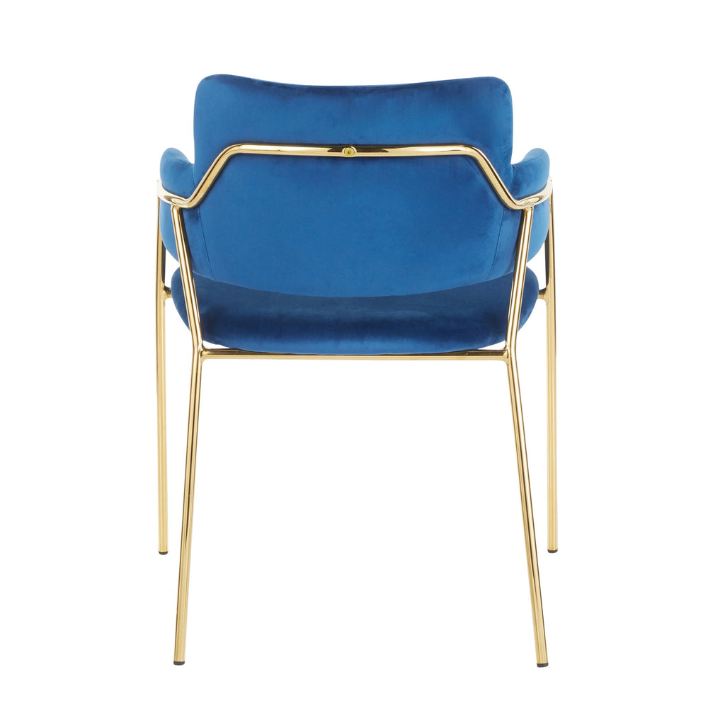 English Elm Napoli Velvet Dining Chair with Gold Metal Frame — Chic Contemporary Upholstered Accent Seating Set Blue B202P223617