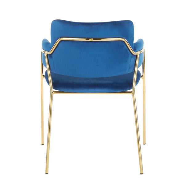English Elm Napoli Velvet Dining Chair with Gold Metal Frame — Chic Contemporary Upholstered Accent Seating Set Blue B202P223617