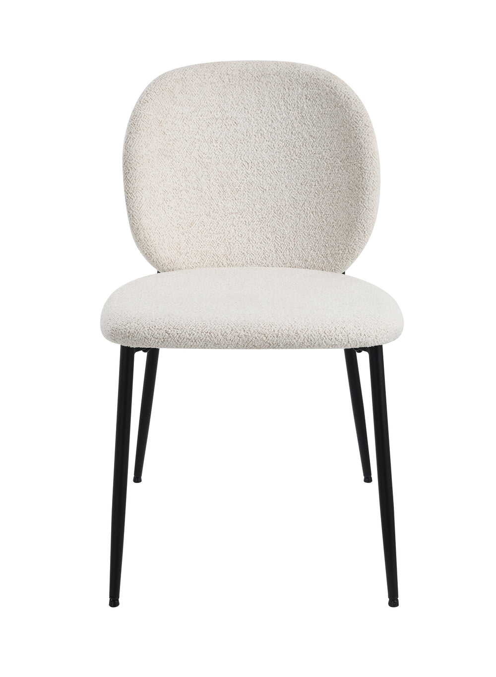 English Elm Klaus Modern White Bouclé Side Chair Set of 2 with Padded Seat & Back, Black Metal Frame, 220lb Capacity B2726P309349