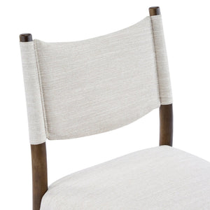 English Elm Mid-century Modern Linen Blend Dining Chairs Rubberwood Legs Sculptural Backrest Set of 2 Beige,Walnut N768P442401W
