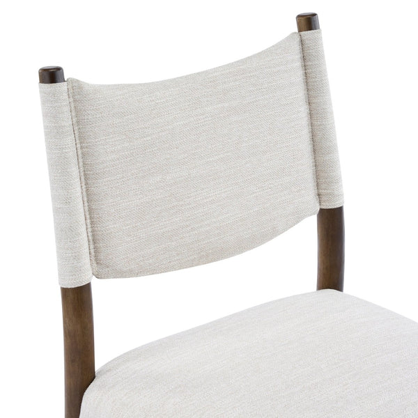 English Elm Mid-century Modern Linen Blend Dining Chairs Rubberwood Legs Sculptural Backrest Set of 2 Beige,Walnut N768P442401W