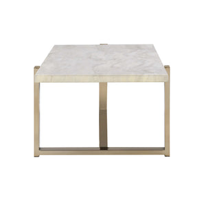 English Elm Feit Faux Marble Top Coffee Table with Champagne Metal Frame, Durable Engineered Stone Surface B2726P256201