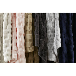 JLA Home Madison Park - Faux Plush Faux Fur Throw with Basket-Weave Texture, Machine-Washable, Oeko‑Tex Certified Comfort and Style Grey MP50-8256