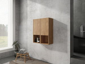 English Elm 24" Bathroom Side Cabinet - Wall-Mounted Design, Soft-Close Doors, Durable Plywood, Space-Saving Storage W999S00373