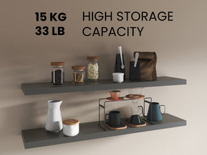 English Elm Floating Shelves – Modern Matte Gray Design For Stylish Storage & Display In Any Room Or Office Space B097P250911