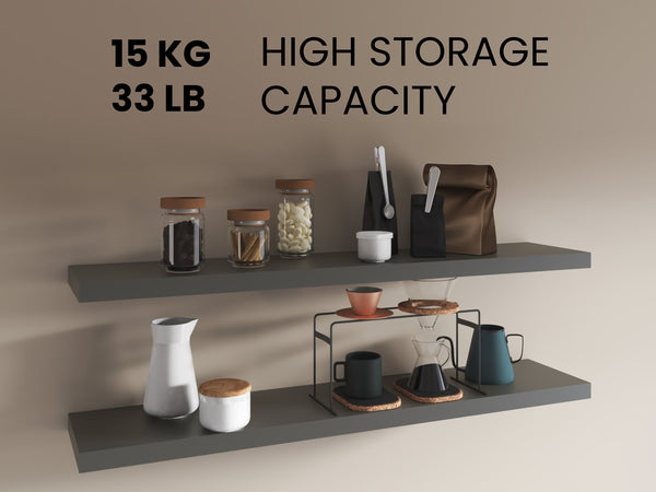 English Elm Floating Shelves – Modern Matte Gray Design For Stylish Storage & Display In Any Room Or Office Space B097P250911