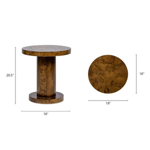 English Elm Bolin Burl Wood Round Side Table Sculptural Pillar Base Walnut Accent Piece B2719P280166