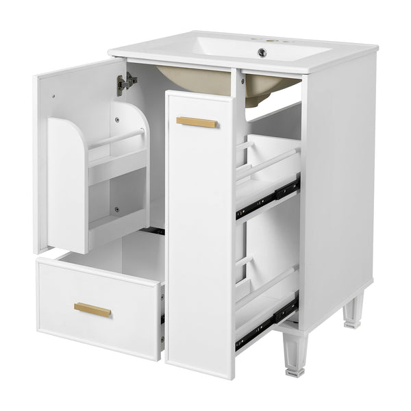 English Elm Christopher Knight Home® - 24" Bathroom Vanity with Ceramic Sink, Solid Wood Frame, Soft-Close Drawers & Ample Storage Appeal White N759P269734K