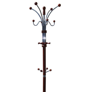 English Elm 73" Tall Chrome and Wood Coat Rack with 60 lb Capacity, Composite Wood Finish, Elegant Entryway Organizer Cherry B072115912