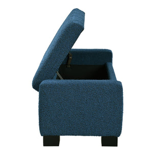English Elm Christopher Knight Home® - 50" Ottoman Bench Textured Boucle with Flip-Lid Storage, Birch Legs, Soft-Close Hinges for Seating and Organization Blue N767P268309B
