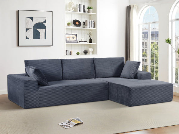 English Elm Cozyform Convertible Sectional Sofa - Soft Corduroy, No Assembly, Modern Design, Comfy & Versatile! B2735P359712