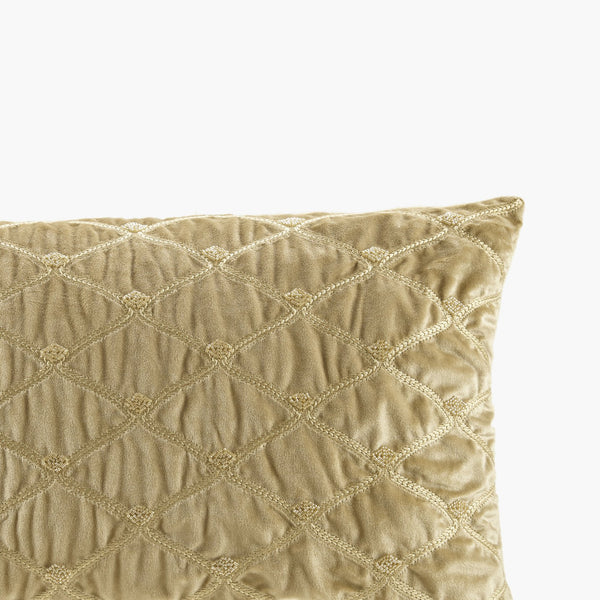 English Elm Oblong Luxe Velvet Foxtail Stitch Pillow with Hand Beading, Plush Goose Feather Insert, 22x15" Gold 14.96 L x 22.05 W x 3.94 H B035129194