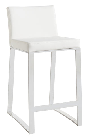 Sunpan Architect Contemporary Barstool with Polished Stainless Steel Base for Urban Dining Spaces White