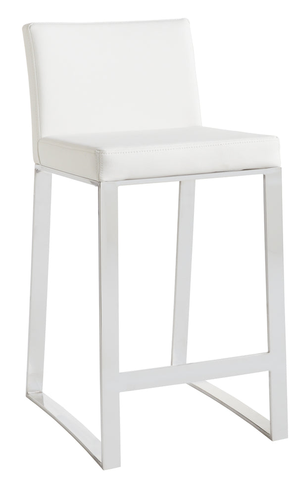 Sunpan Architect Contemporary Barstool with Polished Stainless Steel Base for Urban Dining Spaces White